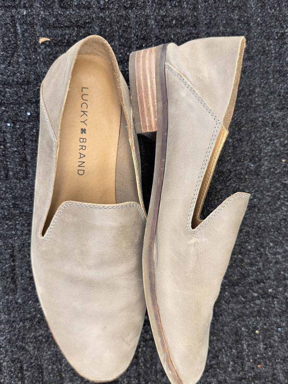 Lucky Brand Taupe Suede Slip-On Loafers